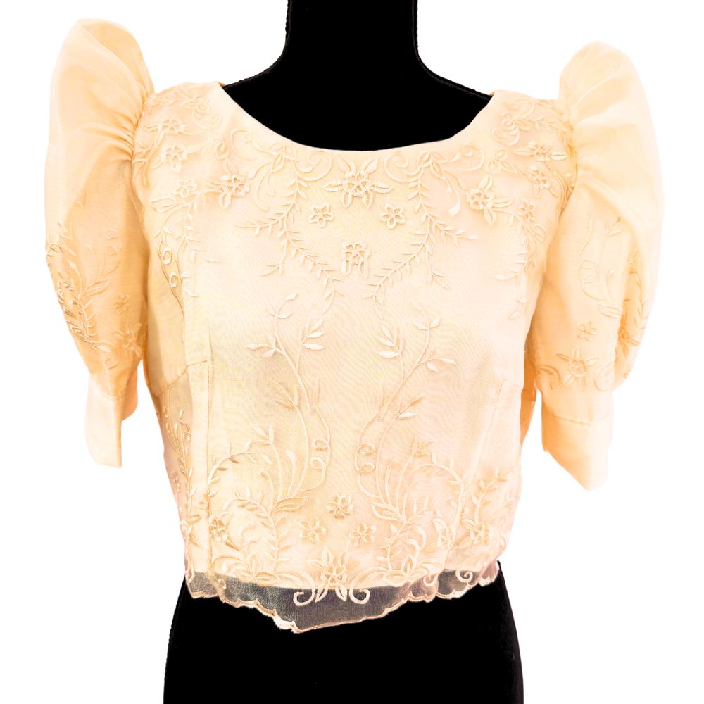 Embroidered Filipiniana Puff Sleeves Blouse