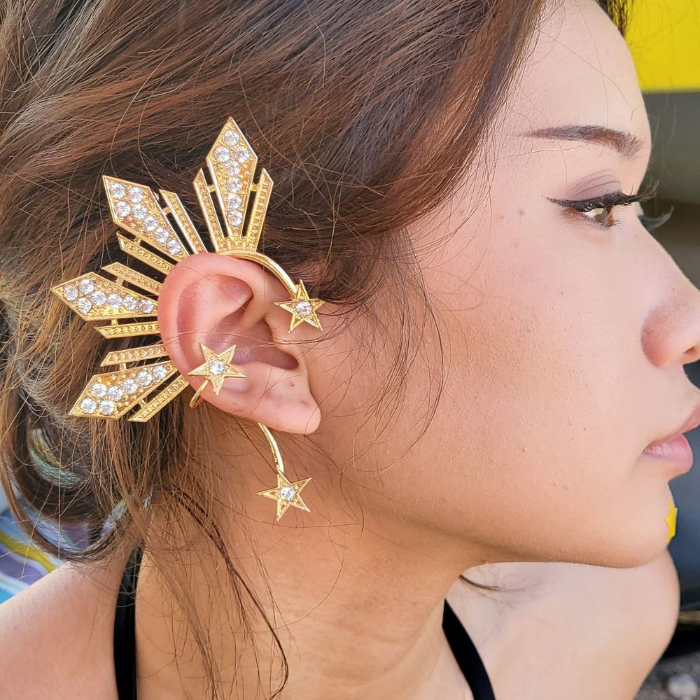 Miss Universe Inspired Catriona 'Sun and Stars' Gold Ear Cuff | Right & Left Earhook