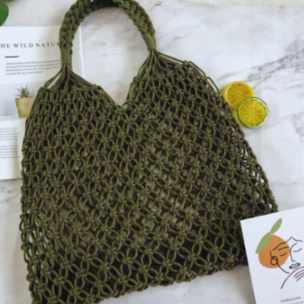 Macrame Beach Bag w/ Scarf