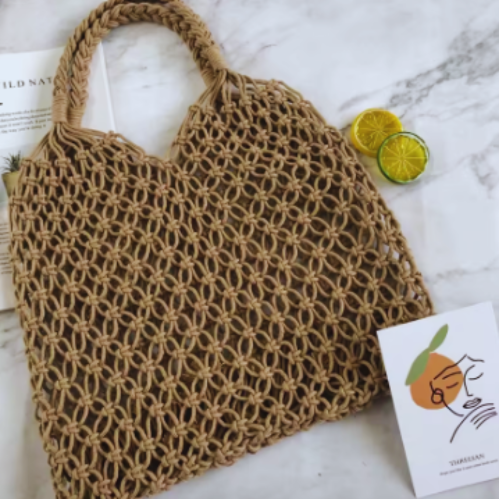 Macrame Beach Bag w/ Scarf