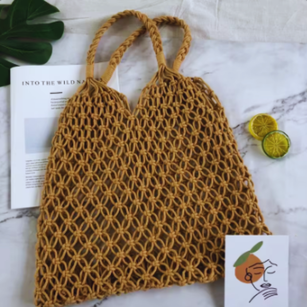 Macrame Beach Bag w/ Scarf