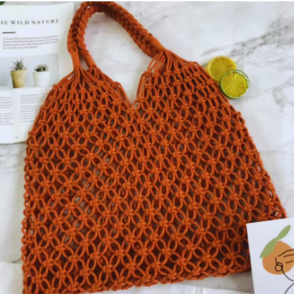 Macrame Beach Bag w/ Scarf